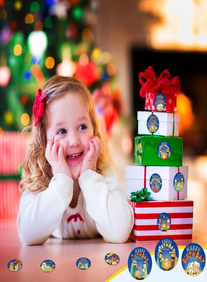Resurhang 1000 Pcs Christmas Happy Birthday Jesus Stickers for Kids Religious Christmas Nativity Church Christian Sticker Roll Sunday School Classroom Party Favor Supplies Decoration - Image 4